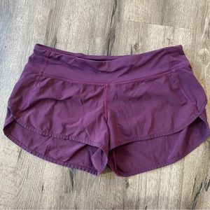 Lululemon speed up shorts dark adobe purple size 6 inseam 2.5